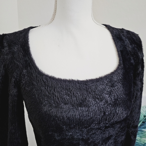 🆕️Free People Black Moonbeam Cropped Soft Boho-Chic Sweater SZ Medium - Picture 6 of 13